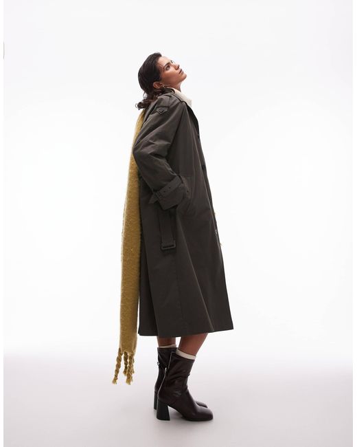 TOPSHOP White – gefütterter 2-in-1-trenchcoat