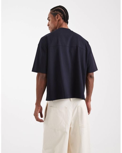 ASOS Blue Circular Design Collection Super Heavyweight Oversized Boxy T-shirt for men