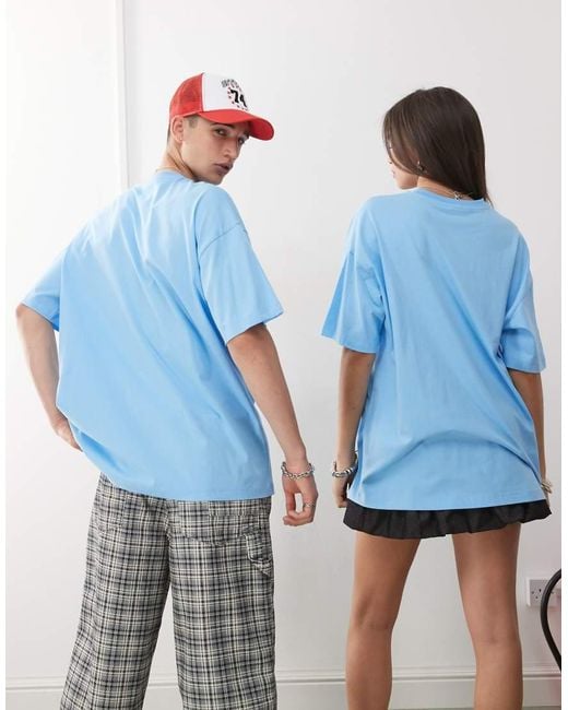 Collusion Blue Unisex T-shirt With Red Slogan Print