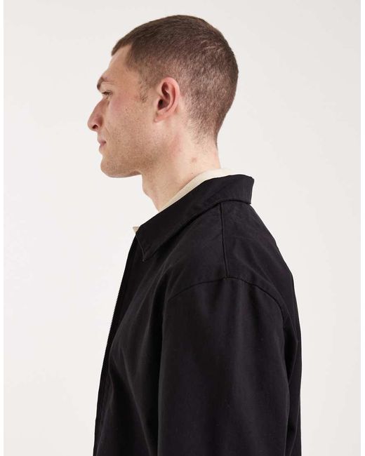 ASOS Black Cotton Harrington Jacket for men