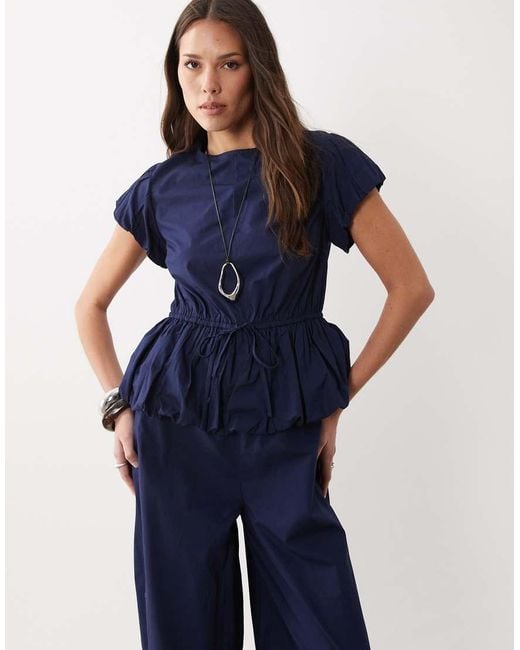ASOS Blue Jumpsuit With Peplum And Balloon Legs