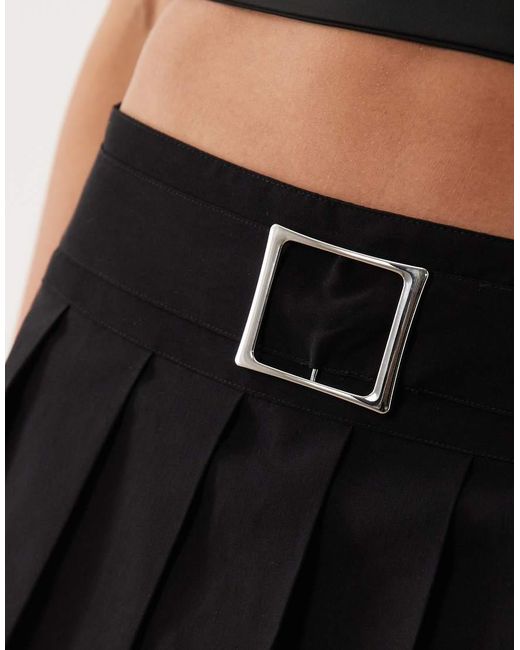 I.AM.GIA Gray Charmi Buckle Detail Pleated Ultra Mini Skort
