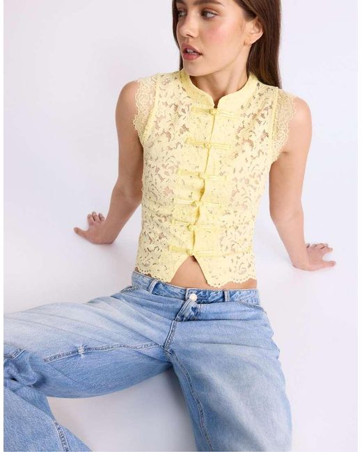 Stradivarius Blue Lace Qipao Top