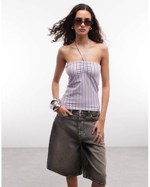 Monki Purple Tie Back Halter Top