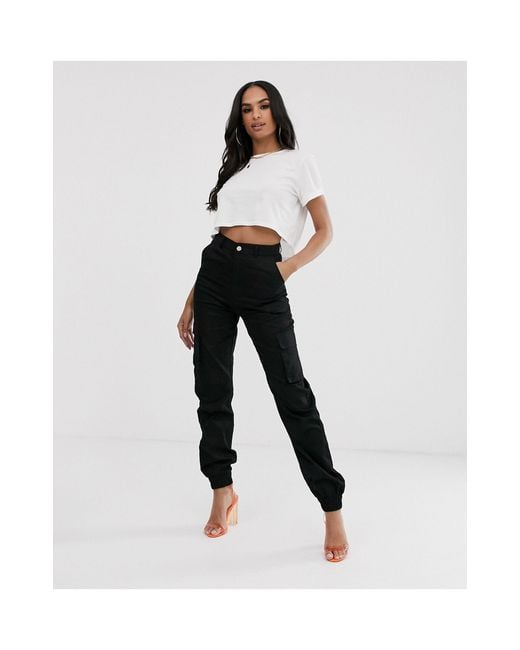 Missguided Petite Plain Cargo Pants in Black | Lyst Canada