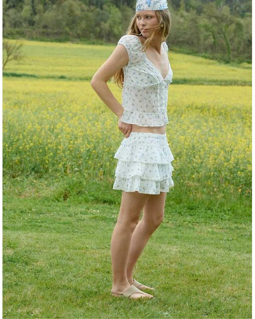 Stradivarius Gray Ruffled Crinkle Skort