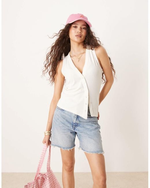Abercrombie & Fitch Blue – geripptes longline-tanktop