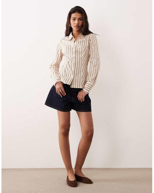 Miss Selfridge Natural Poplin Fitted Shirt