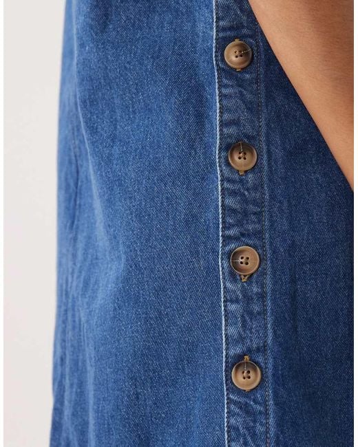 Nobody's Child Izzie Denim Pinafore Mini Dress-blue