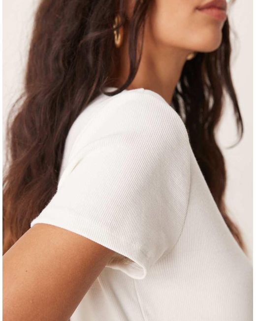 Jdy Geribbeld T-Shirt in het White