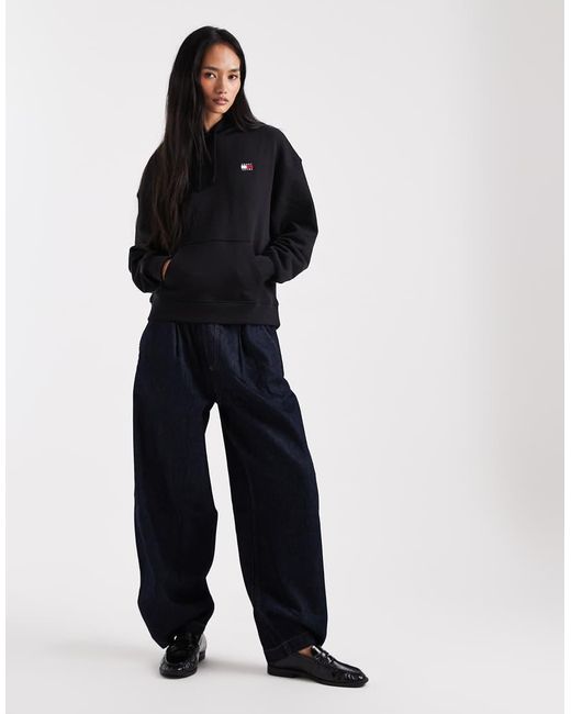 Sudadera Negra De Corte Cuadrado Con Parche De Tommy Hilfiger de color Black