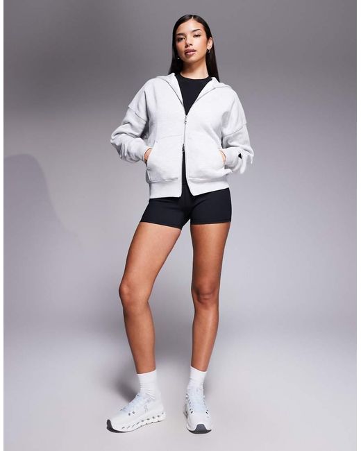 4505 White Icon Rest Day Heavyweight 440gsm Cotton Zip Up Oversized Hoodie