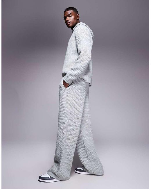 Pantalones De Chándal Grises De Punto Grueso Acanalado De ASOS de hombre de color Gray