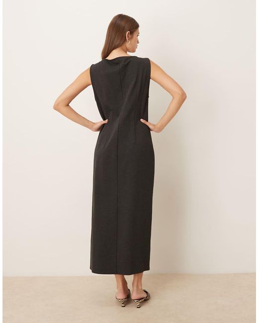 Mango Mouwloze Midi-Jurk Met Boothals En Split in het Natural