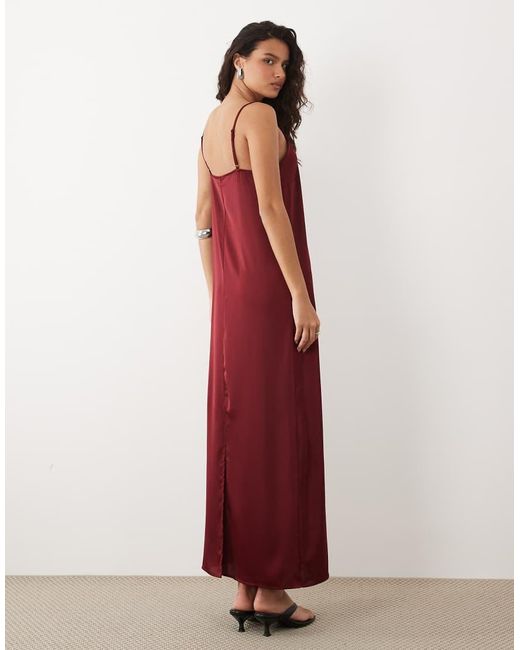 Vila Red Satin Cami Maxi Dress