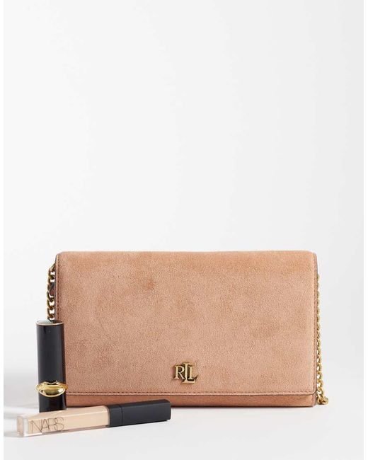 Ralph Lauren Natural Long Chain Suede Bag