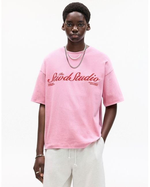 Pull&Bear – stwd – t-shirt in Pink für Herren