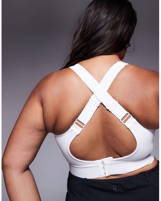 4505 Gray Curve Icon High Support Zip Front Sports Bra With Adjustable Straps And Removable Padding