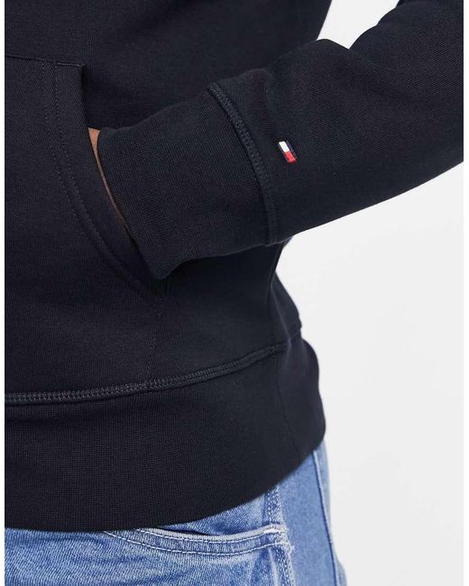 Tommy Hilfiger Blue Embroidered Flag Logo Hoodie for men
