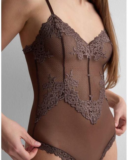 Intimissimi Brown Pretty Flowers Lace And Tulle Body