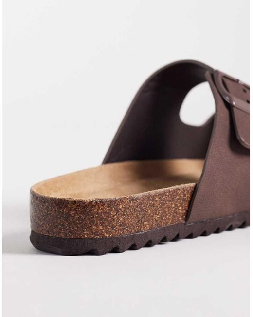 SEQWL Wide Fit Brown Seqwl Olsen Wide Fit Double Buckle Flat Sandals