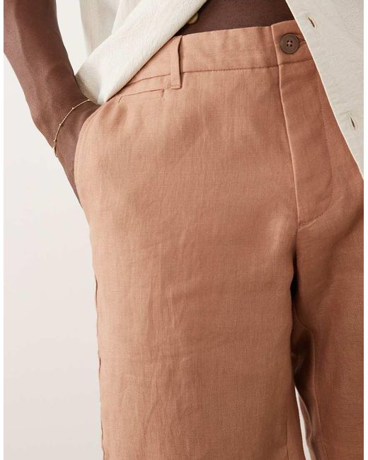 Mango Natural 100% Linen Slim Fit Shorts for men
