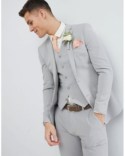 ASOS Gray Super Skinny Suit Jacket In Ice Grey for men