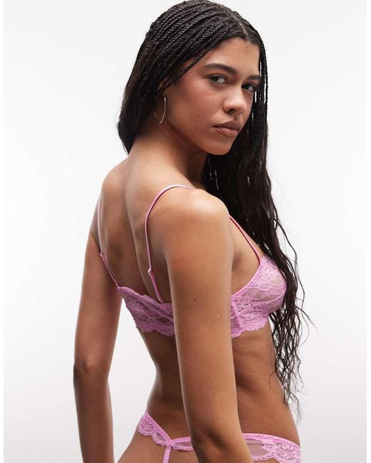 ASOS Red Lola Lace Tanga Lingerie Thong With Lace Side