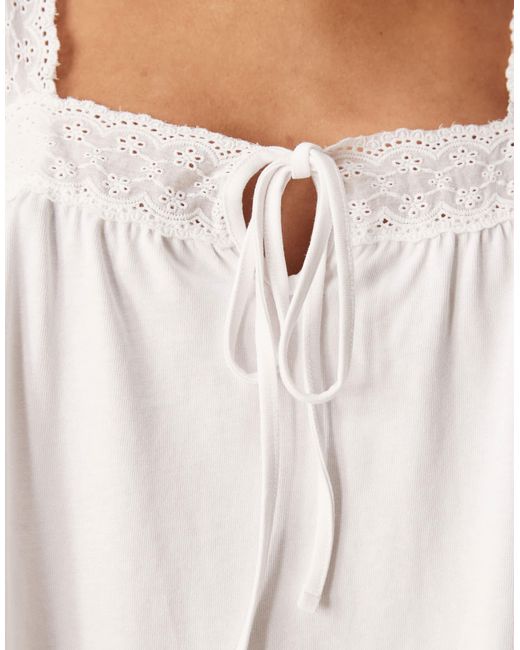 ASOS White Square Neck Lace Insert Smock Mini Dress
