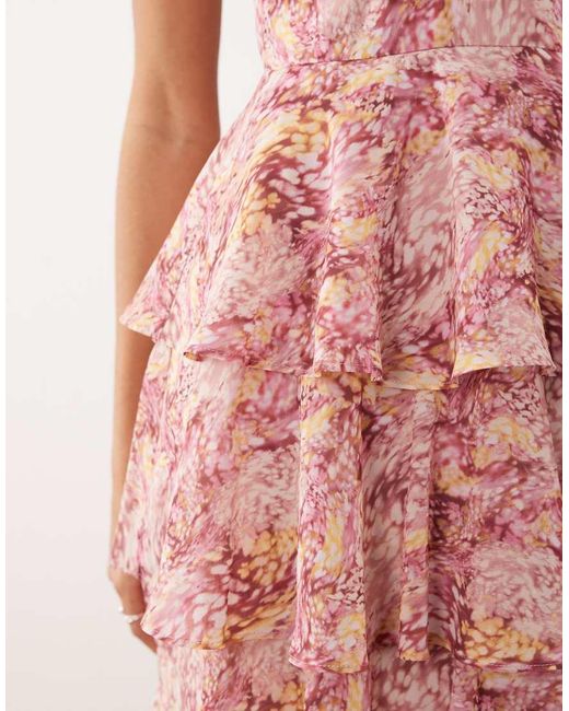 Pretty Lavish Pink Tiered Ruffle Midaxi Dress
