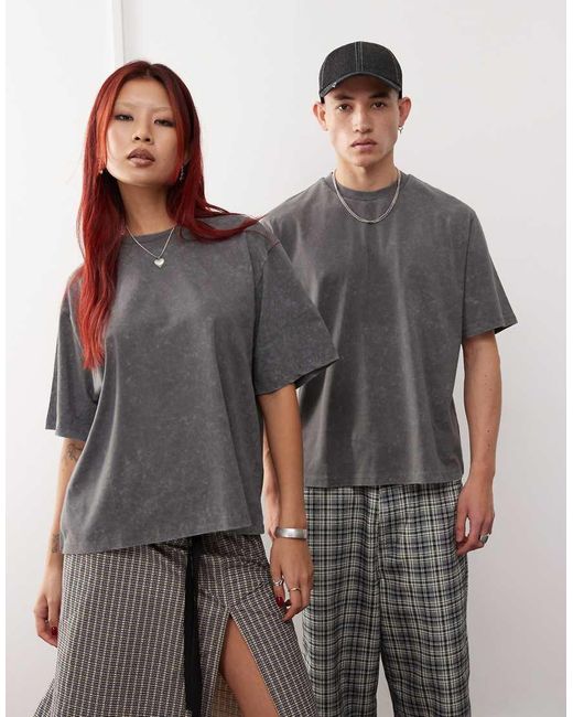 Reclaimed (vintage) Gray Unisex Cropped Boxy T-shirt