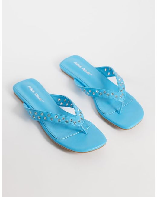 Public Desire Blue Studded Flip Flops