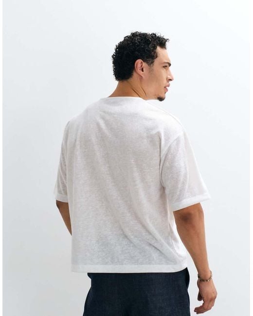 ASOS White Boxy Oversized T-shirt With Henley Neck for men
