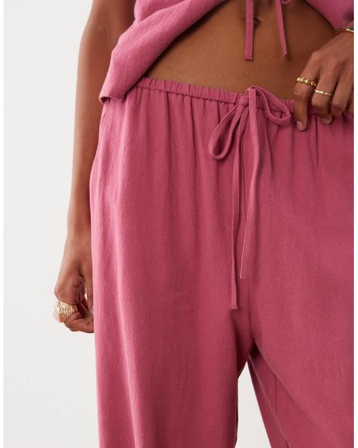 Miss Selfridge Red Linen Look Pull On Trouser