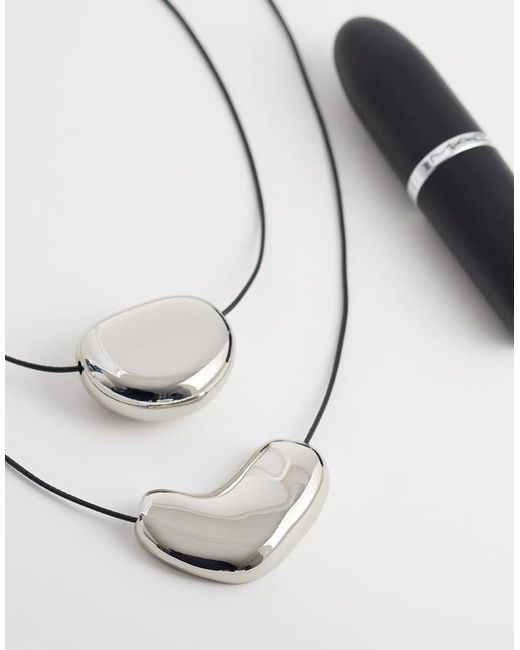 ASOS White Multi-row Pendant Necklaces With Metal Detailing