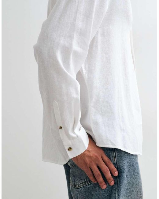 ASOS White Oversized Linen Blend Shirt for men