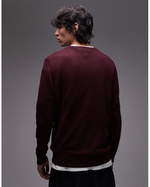 Tommy Hilfiger – basic-pullover aus baumwolle in Purple für Herren