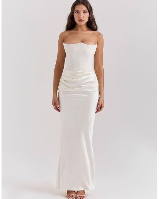 House Of Cb White Persephone Strapless Corset Dress