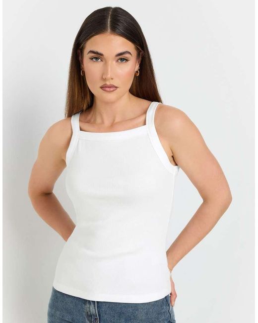 Long Tall Sally White 2 Pack Cami Vest Tops
