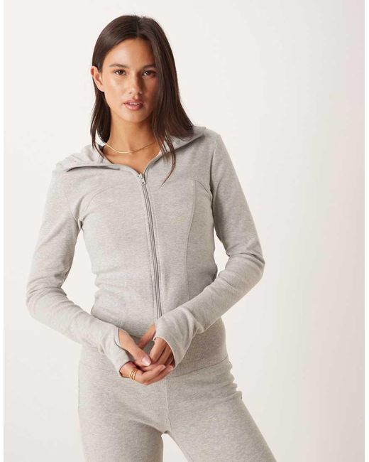 Gina Tricot Gray Co-ord Sculpting Zip Up Sports Jacket