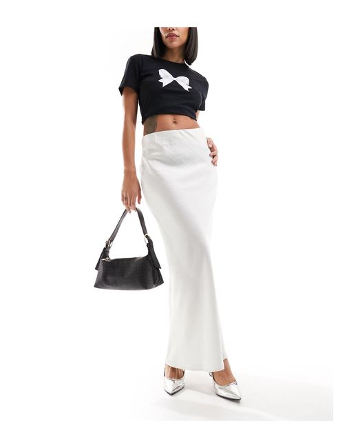 Vero Moda White Textured Satin Fluid Maxi Skirt