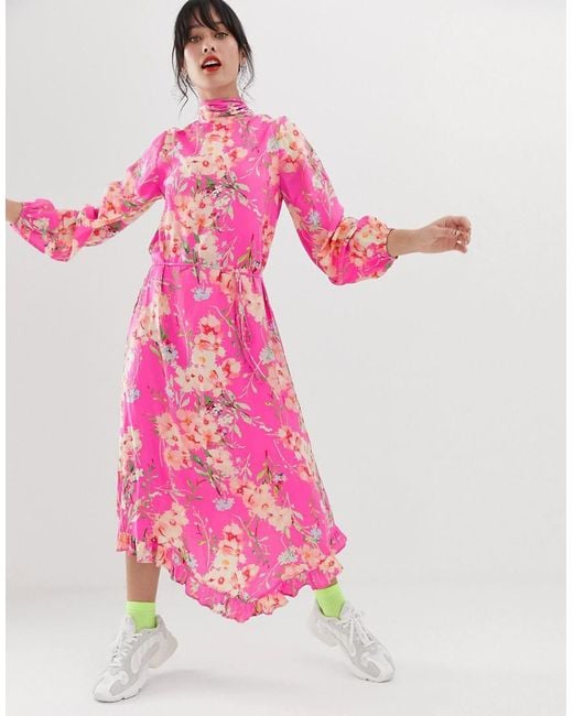 Essentiel Antwerp Sza - Midi-jurk in het Pink