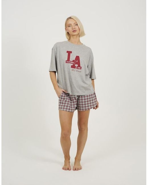 Brave Soul Natural Relaxed Fit Tee And Short Pyjama Set