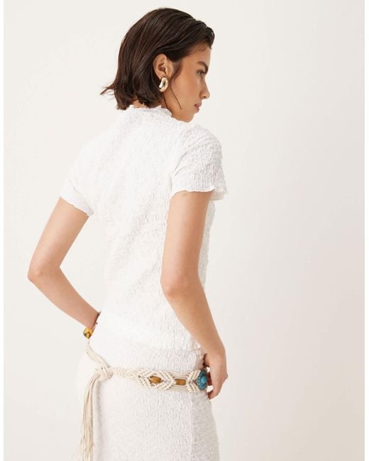 Aware Natural Textured Lettuce Edge T-Shirt Co-Ord