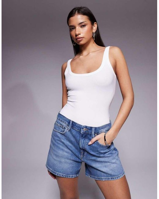 GOOD AMERICAN Blue Cotton Rich Everyday Denim Shorts