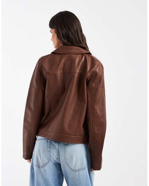 Hollister Brown Fitted Faux Leather Jacket