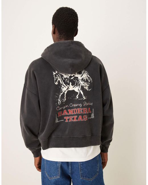 Sweat à capuche zippé avec motif western Abercrombie & Fitch pour homme en coloris Blue