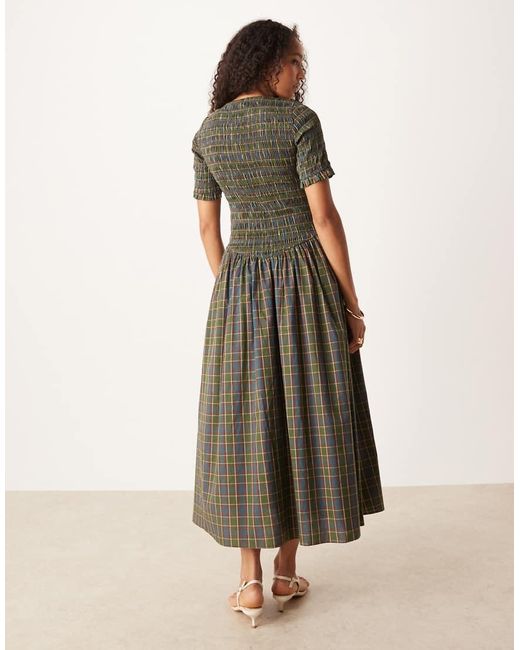 Amy Lynn Green Shirred Midi Dress