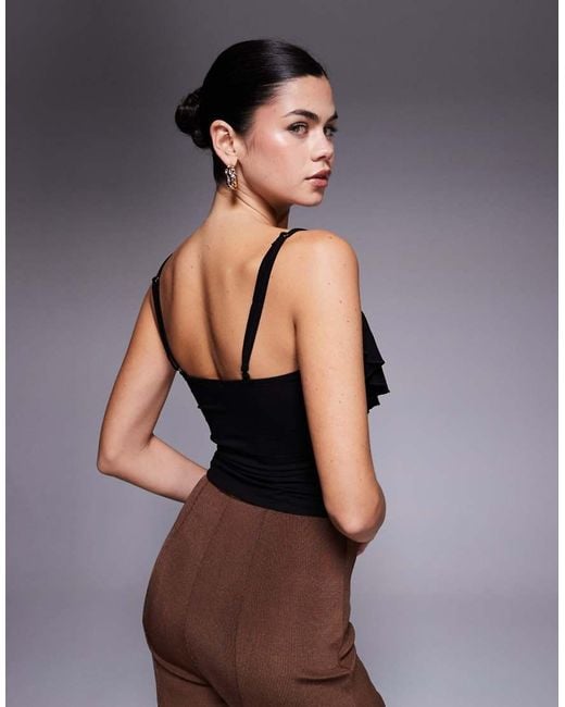Edikted Black Ruffle Tank Top