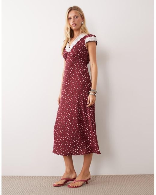New Look Pink Lace Trim Midi Dress